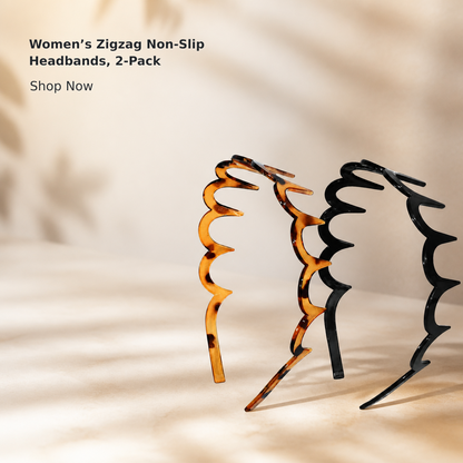 Women’s Zigzag Non-Slip Headbands, 2-Pack
